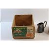 Image 2 : Vintage Wooden Crate, Silver Creamer and Vintage Gas Lantern
