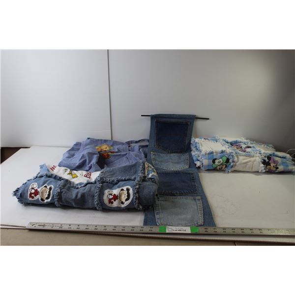 Sewing lot- (2) Blankets, Storage, Apron