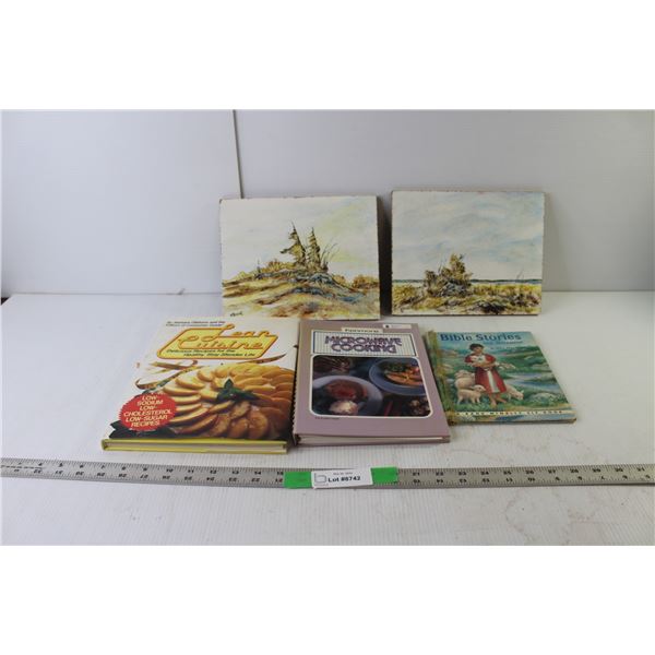 (2) Letendre Oil Sketches, (3) Misc. Books