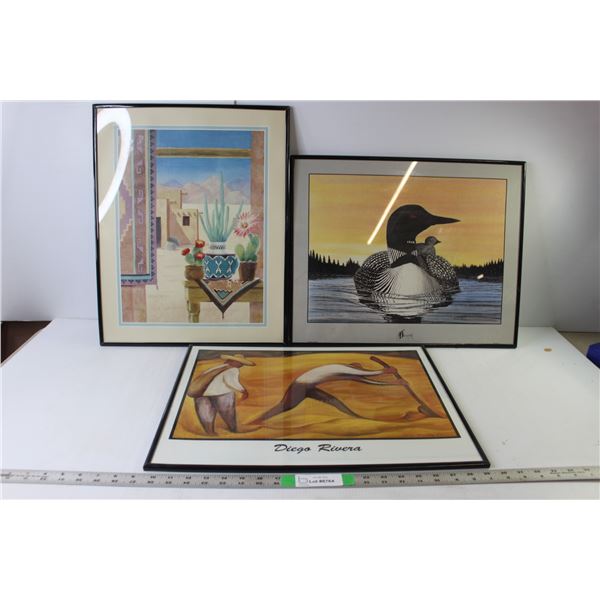 (3) Diego Rivera, Signed Glen Scrimshaw- Some Staining & Gloria Erikson Paintings