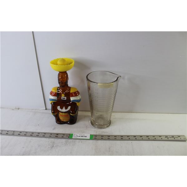 Rum Bottle Figurine, Glass Measuring Container