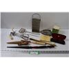 Image 1 : Vintage Kitchen Utensils (Assorted), Reading Glasses, Sat Iron Trivet, Misc.