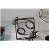 Image 6 : Iron Trivet, Animal Trap, Glasses, Vintage Gentleman's Sock Straps, Misc.