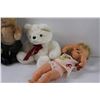 Image 3 : (3) Teddy Bears & Baby Doll