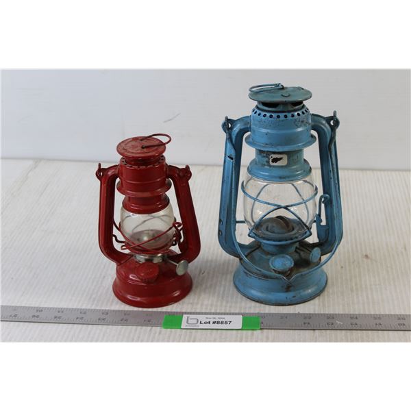(2) Coloured Kerosene Lanterns