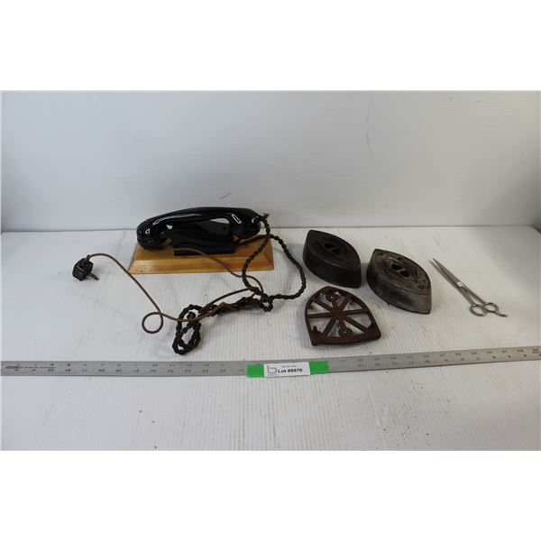 Intercom, (2) Sad Irons, Trivet