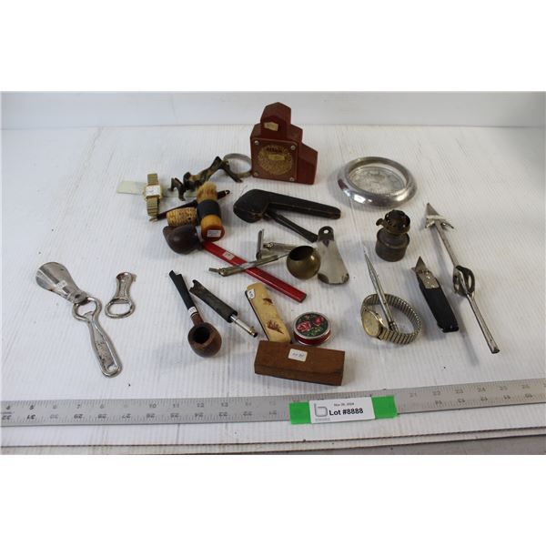 Weather Vane, Smoking Pipe, Bottle Openers, Assorted Tools