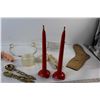 Image 4 : (2) Butane Candles, Metal Dog, (2) Dolls, (2) Brass Spoons,
