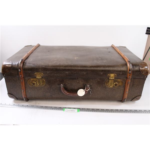 * Vintage Suitcase w/Key - Some Wear - 30" x 17" x 9.5"