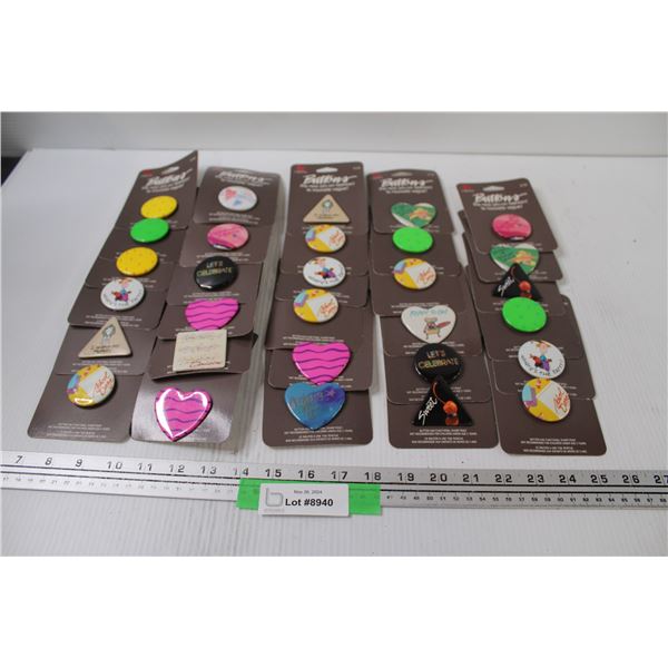 (24) Carlton Cards Collector Buttons on Original Sale Boards