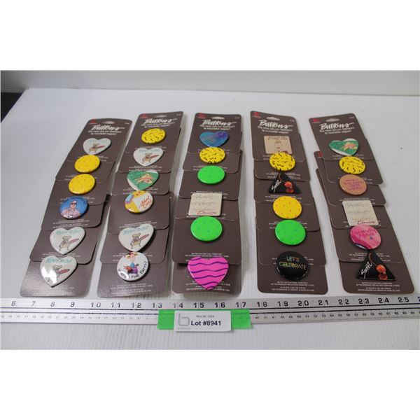 (24) Carlton Cards Collector Buttons on Original Sale Boards