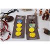 Image 3 : (8) Carlton Cards Buttons, Flintstones Figurines, Indigenous Key Chains, Western Bolo Ties, Misc.