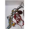 Image 5 : (8) Carlton Cards Buttons, Flintstones Figurines, Indigenous Key Chains, Western Bolo Ties, Misc.