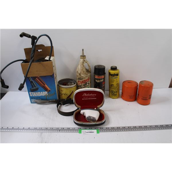 Vintage Shaver - As Is, Standard Spark Plug Wiring, Petro Canada Filters, Oil Filter Tool
