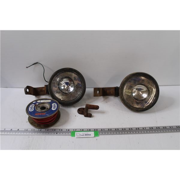 (2) Mountable Floodlights - Some Wear, As is, Red Electrical Wire Roll