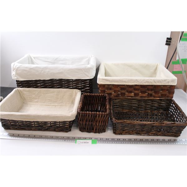 (5) Wicker Baskets - Assorted Sizes