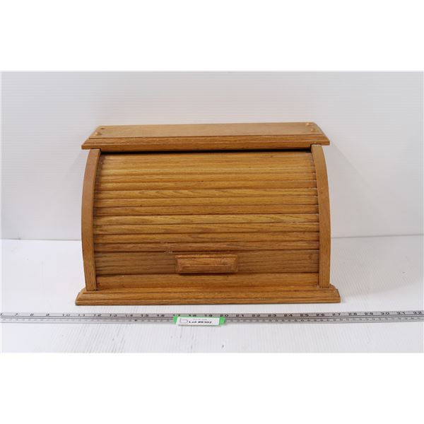 Wood Bread Box - 18" x 9" x 8" - Missing Wood Screw Button Cover