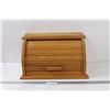 Image 1 : Wood Bread Box - 18" x 9" x 8" - Missing Wood Screw Button Cover