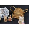 Image 2 : French Renaissance Figurine, (2) Bird Figurine (One Beak Has Ding), Wicker Coater Set, Chicken Decor