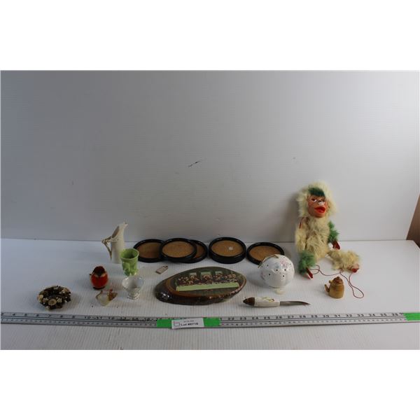 Coasters, Cheese Knife, Doll Monkey, Wall Decor and Assorted Ornaments