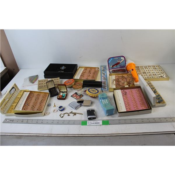 Costume Jewelry, (3) Lighters, Multi Purpose Knife