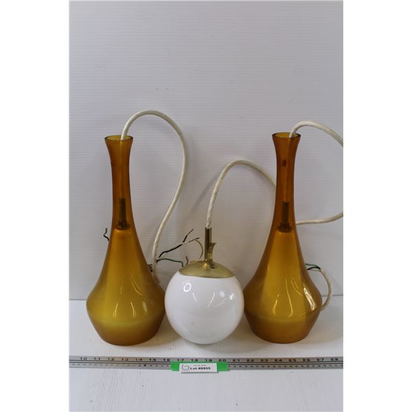 (3) MCM Drop Lights - Hardwired - 15.5" Tall & 6" Tall, As Is