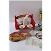 Image 4 : Lot: Workbasket Magazines, (3) Ceramic Small Vases, Miniature Tea Set Items, Candle Holders, Misc.