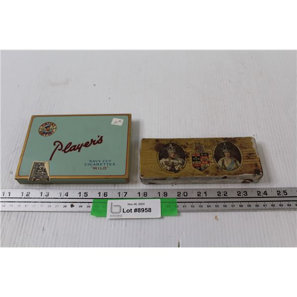 Players Navy Cut Cigarette Tin & Queen Elizabeth 1939 Collector Tin