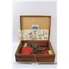 Image 1 : Juneero/Meccano Building Set w/Paper Instructions & Building Items in Wood Case - As Is