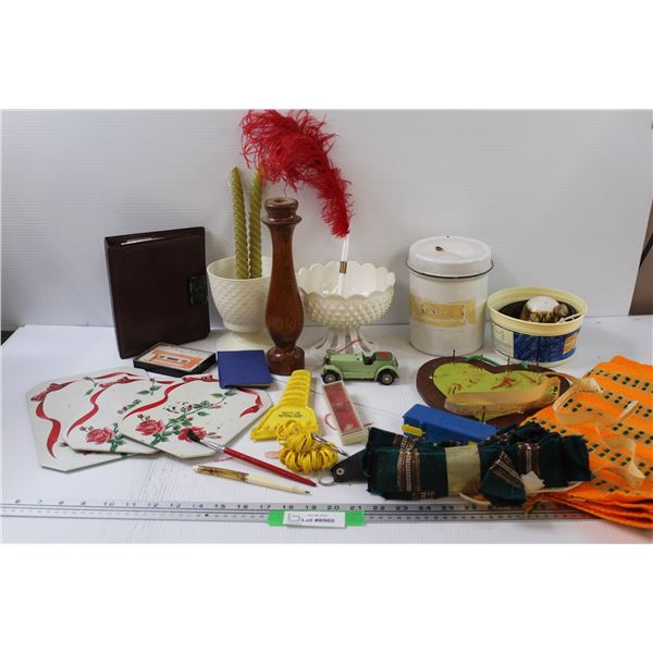 Rose Magnets Boards, Candle Holder, Enamel Canister w/Lid, Fabric Pieces - Assorted, Misc.