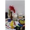 Image 3 : Rose Magnets Boards, Candle Holder, Enamel Canister w/Lid, Fabric Pieces - Assorted, Misc.