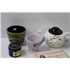 Image 4 : Happy Face Teapot & (2) Mugs, Noxzema Jar, Planter Pot, Ceramic Jester Mug, Mini Perfume Bottle, Mis