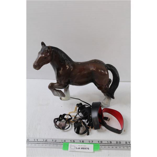 Clydesdale Work Horse w/Harness Plastic Figurine - 9" x 10"
