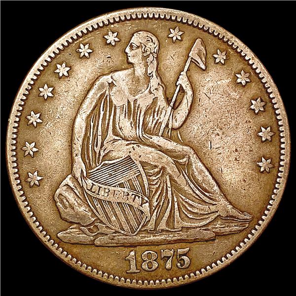 1875 Seated Liberty Half Dollar LIGHTLY CIRCULATED