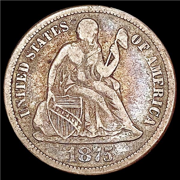 1875-CC Seated Liberty Dime LIGHTLY CIRCULATED