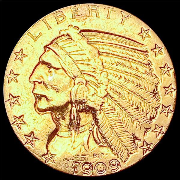 1909-D $5 Gold Half Eagle CHOICE AU