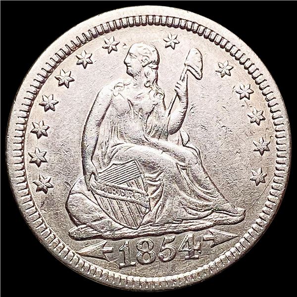 1854 Arrows Seated Liberty Quarter CHOICE AU
