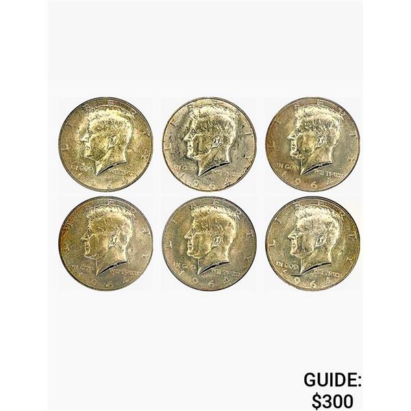 1964 [6] BU Kennedy Half Dollars [6 Coins]