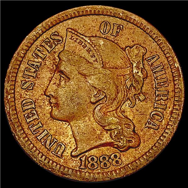 1888 Nickel Three Cent NEARLY UNCIRCULATED