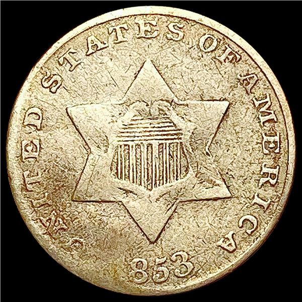 1853 Silver Three Cent CLOSELY UNCIRCULATED