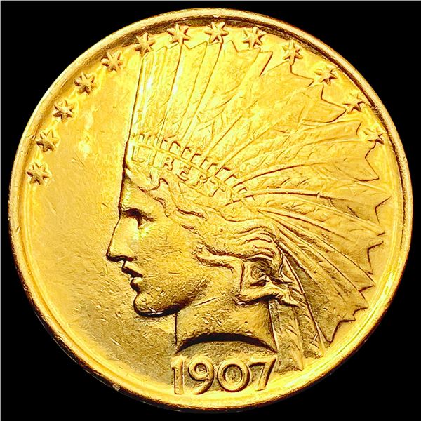 1907 No Motto $10 Gold Eagle CLOSELY UNCIRCULATED
