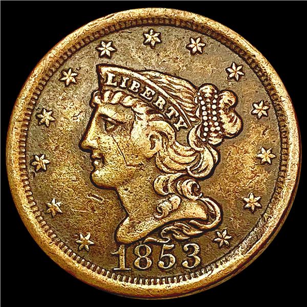 1853 Braided Hair Half Cent LIGHTLY CIRCULATED