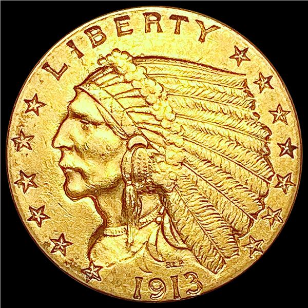 1913 $2.50 Gold Quarter Eagle CLOSELY UNCIRCULATED