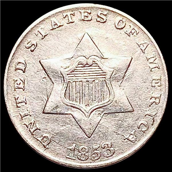 1853 Silver Three Cent CLOSELY UNCIRCULATED