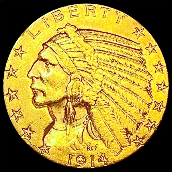 1914-D $5 Gold Half Eagle NEARLY UNCIRCULATED