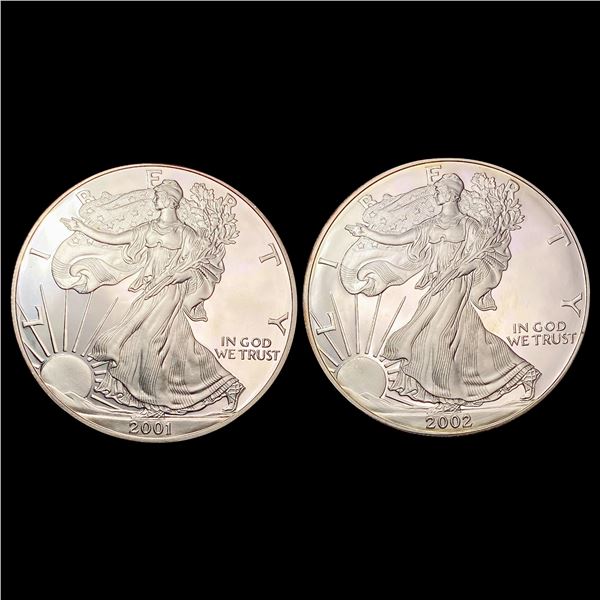 [2] 2001-2002 American Silver Eagle GEM PROOF
