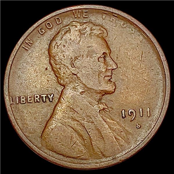 1911-S Wheat Cent LIGHTLY CIRCULATED
