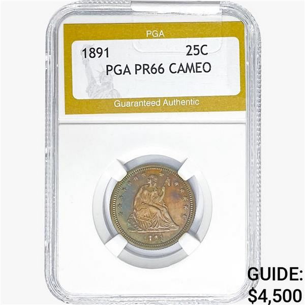 1891 Seated Liberty Quarter PGA PR66 CAMEO