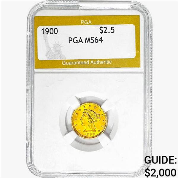 1900 $2.50 Gold Quarter Eagle PGA MS64