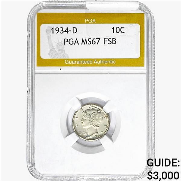 1934-D Mercury Silver Dime PGA MS67 FSB